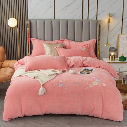 91家纺网 家纺一手货源 找家纺 （总）凌鼎 2025新款高克重牛奶绒绣花四件套恋恋花开系列