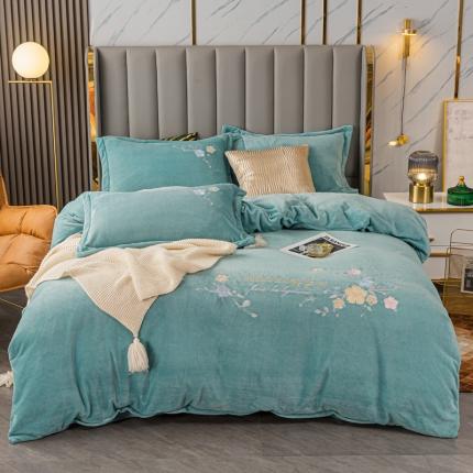 91家纺网 家纺一手货源 找家纺 （总）凌鼎 2025新款高克重牛奶绒绣花四件套恋恋花开系列