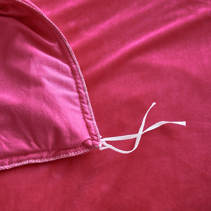 91家纺网 家纺一手货源 找家纺 舒梦琪 2023新款加厚宝宝绒韩版四件套牛奶绒四件套 玫红