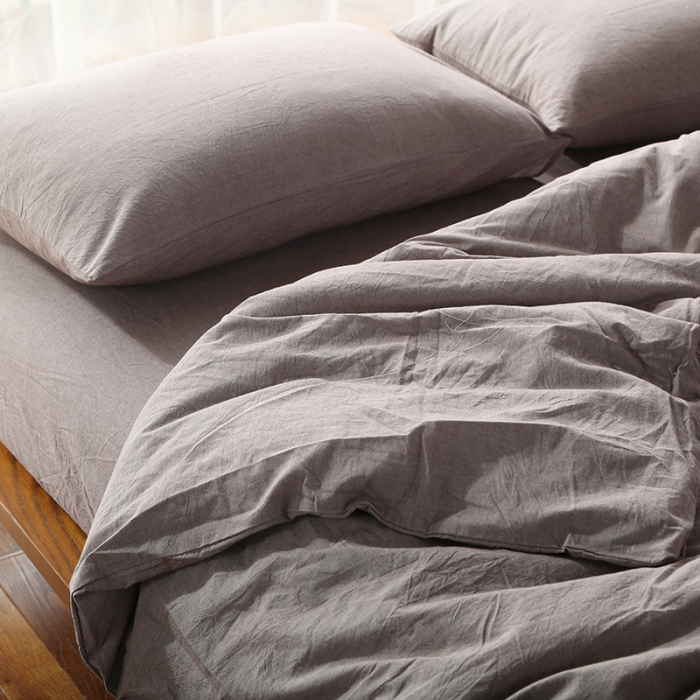 91家纺网 家纺一手货源 找家纺 安莱生活 2021新款全棉水洗棉套件 咖色纯色