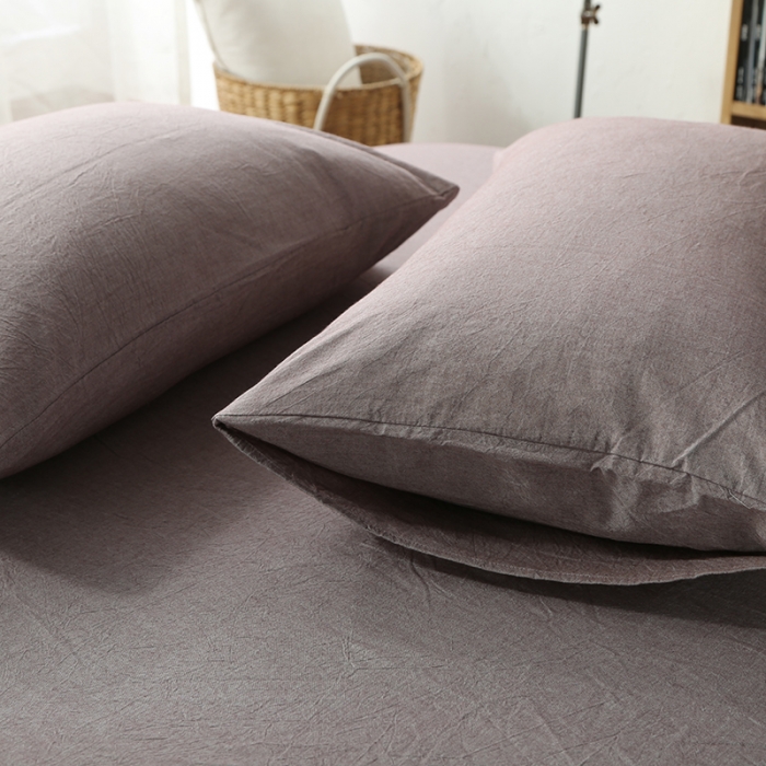 91家纺网 家纺一手货源 找家纺 安莱生活 2021新款全棉水洗棉套件 咖色纯色