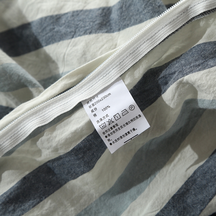 91家纺网 家纺一手货源 找家纺 安莱生活 2021新款全棉水洗棉套件 蓝色条纹