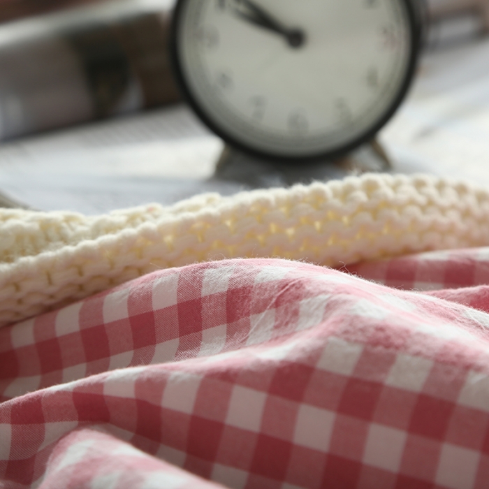 91家纺网 家纺一手货源 找家纺 安莱生活 2021新款全棉水洗棉套件 玫粉小格