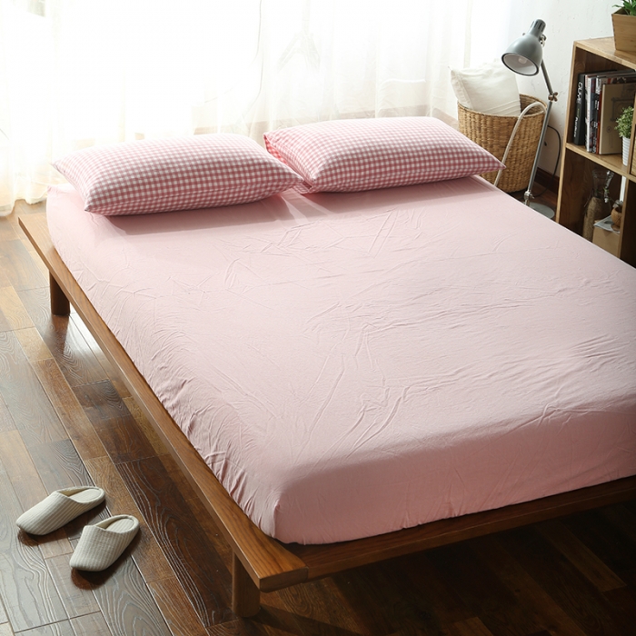 91家纺网 家纺一手货源 找家纺 安莱生活 2021新款全棉水洗棉套件 玫粉小格