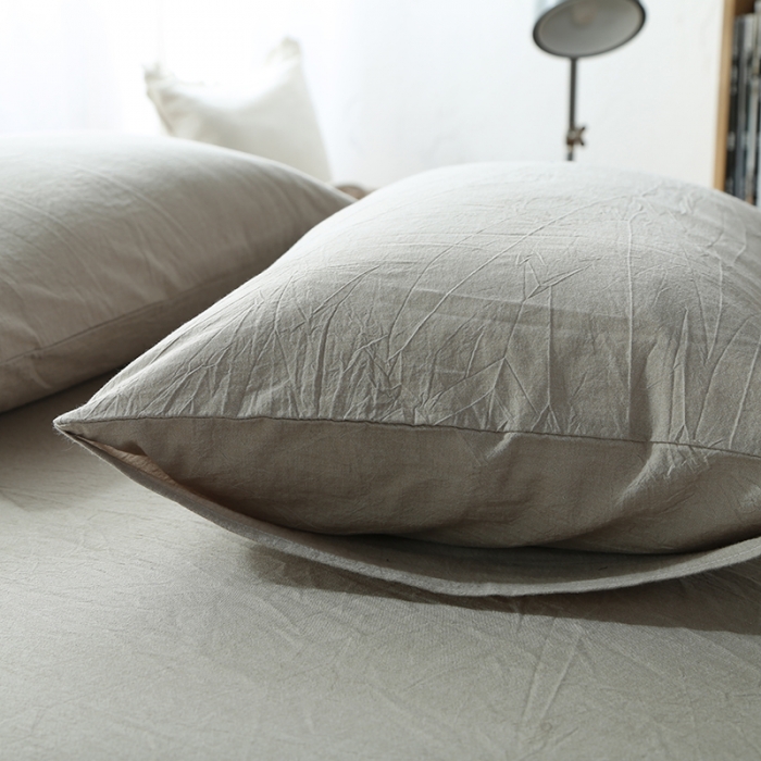 91家纺网 家纺一手货源 找家纺 安莱生活 2021新款全棉水洗棉套件 米灰纯色