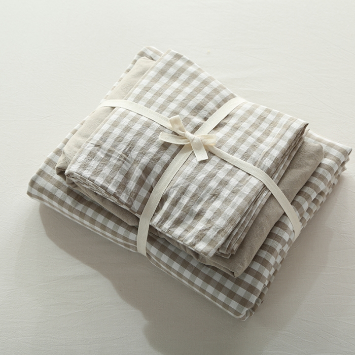 91家纺网 家纺一手货源 找家纺 安莱生活 2021新款全棉水洗棉套件 米小格