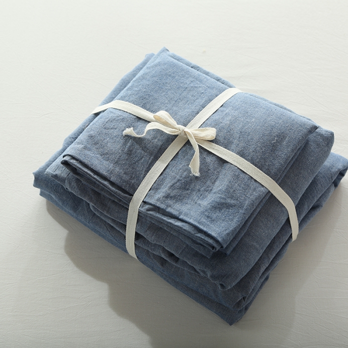 91家纺网 家纺一手货源 找家纺 安莱生活 2021新款全棉水洗棉套件 牛仔蓝