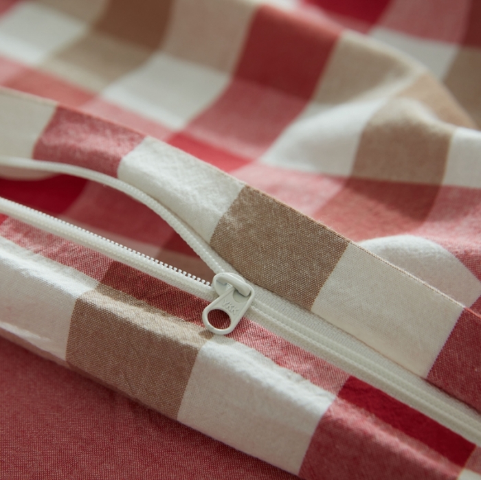 91家纺网 家纺一手货源 找家纺 安莱生活 2021新款全棉水洗棉套件 七彩格红