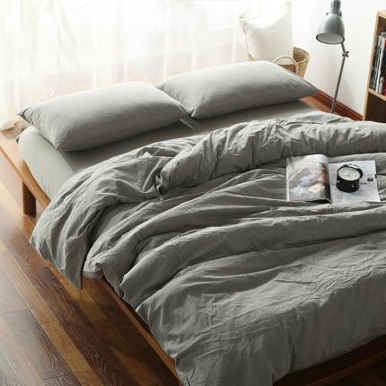 91家纺网 家纺一手货源 找家纺 安莱生活 2021新款全棉水洗棉套件 浅灰纯色