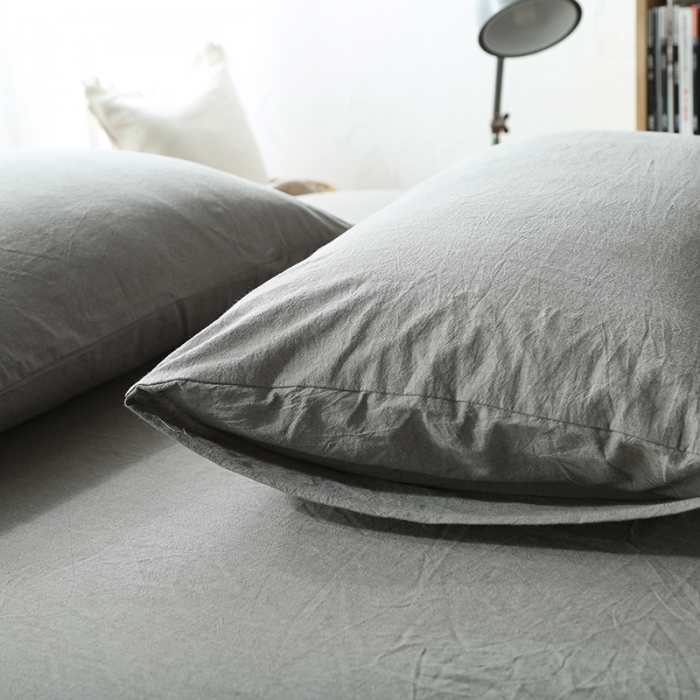 91家纺网 家纺一手货源 找家纺 安莱生活 2021新款全棉水洗棉套件 浅灰纯色