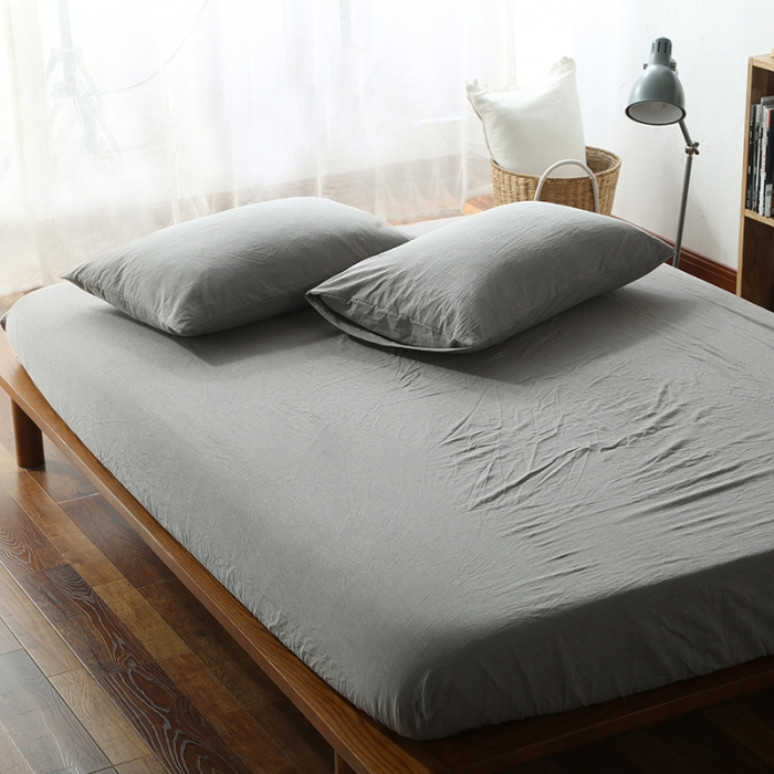 91家纺网 家纺一手货源 找家纺 安莱生活 2021新款全棉水洗棉套件 浅灰纯色