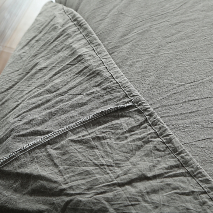 91家纺网 家纺一手货源 找家纺 安莱生活 2021新款全棉水洗棉套件 浅灰纯色