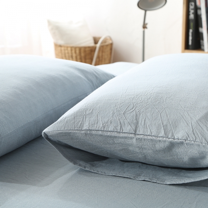 91家纺网 家纺一手货源 找家纺 安莱生活 2021新款全棉水洗棉套件 浅兰纯色