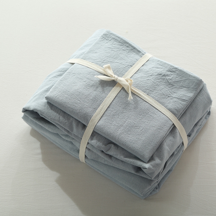 91家纺网 家纺一手货源 找家纺 安莱生活 2021新款全棉水洗棉套件 浅兰纯色