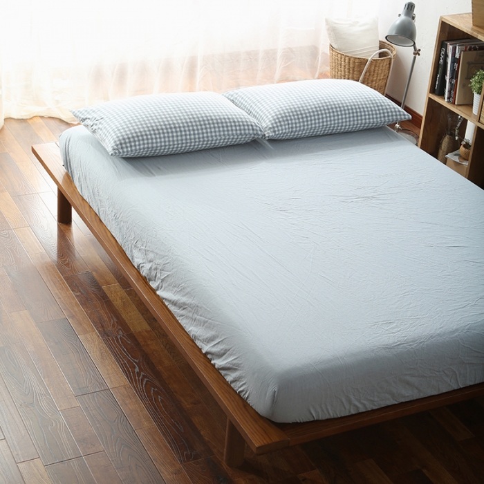 91家纺网 家纺一手货源 找家纺 安莱生活 2021新款全棉水洗棉套件 浅蓝小格