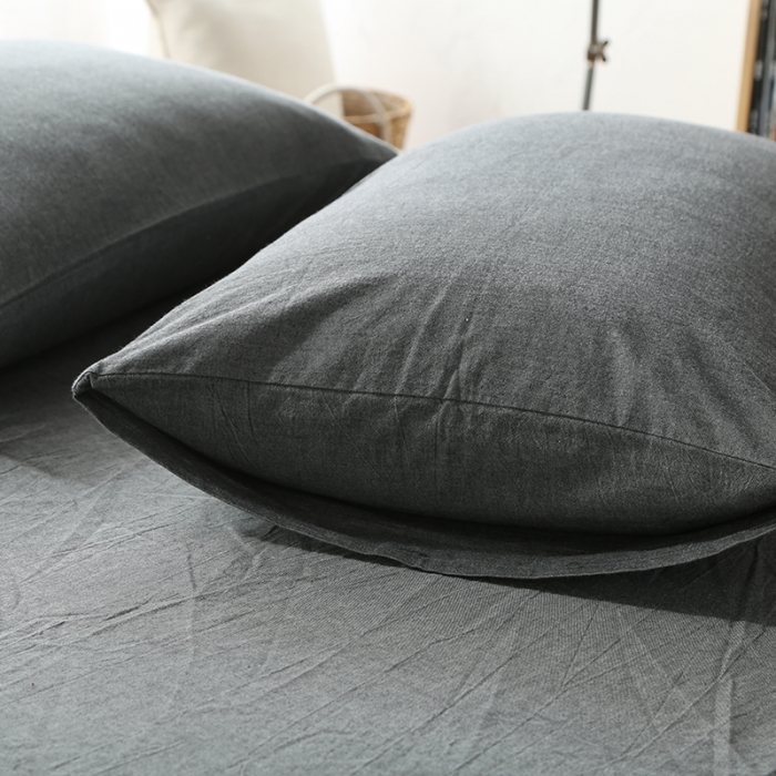 91家纺网 家纺一手货源 找家纺 安莱生活 2021新款全棉水洗棉套件 深灰纯色