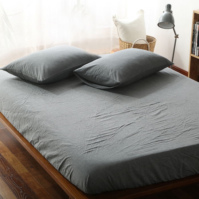 91家纺网 家纺一手货源 找家纺 安莱生活 2021新款全棉水洗棉套件 深灰纯色