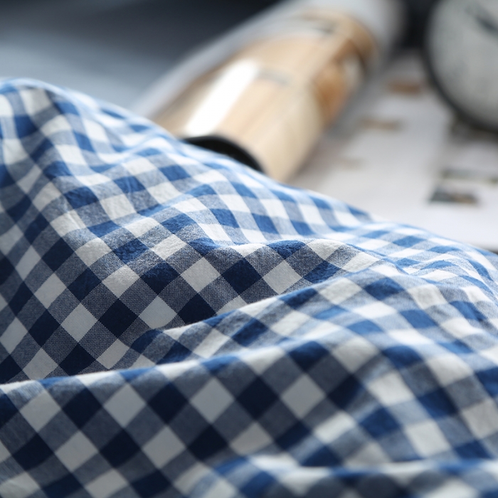 91家纺网 家纺一手货源 找家纺 安莱生活 2021新款全棉水洗棉套件 深蓝小格