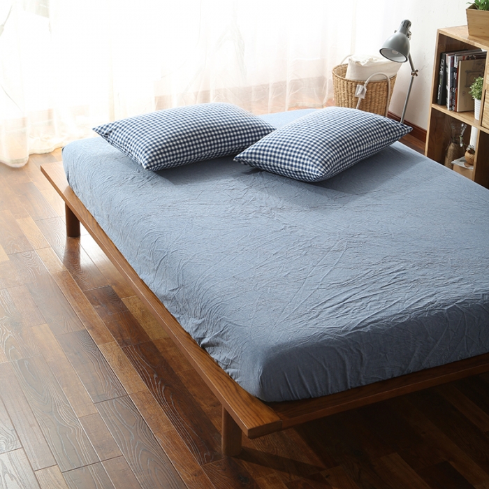 91家纺网 家纺一手货源 找家纺 安莱生活 2021新款全棉水洗棉套件 深蓝小格