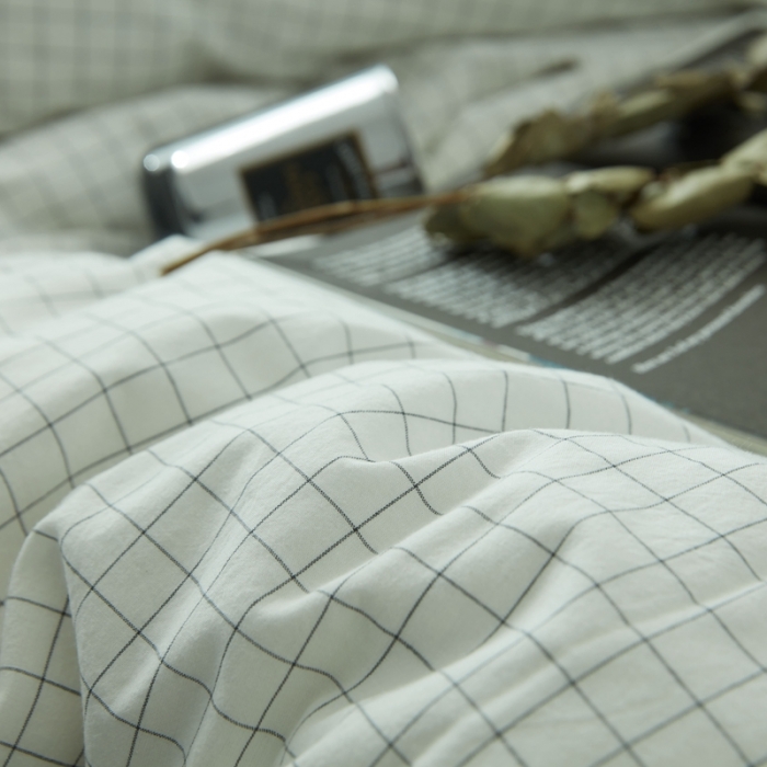 91家纺网 家纺一手货源 找家纺 安莱生活 2021新款全棉水洗棉套件 小白格