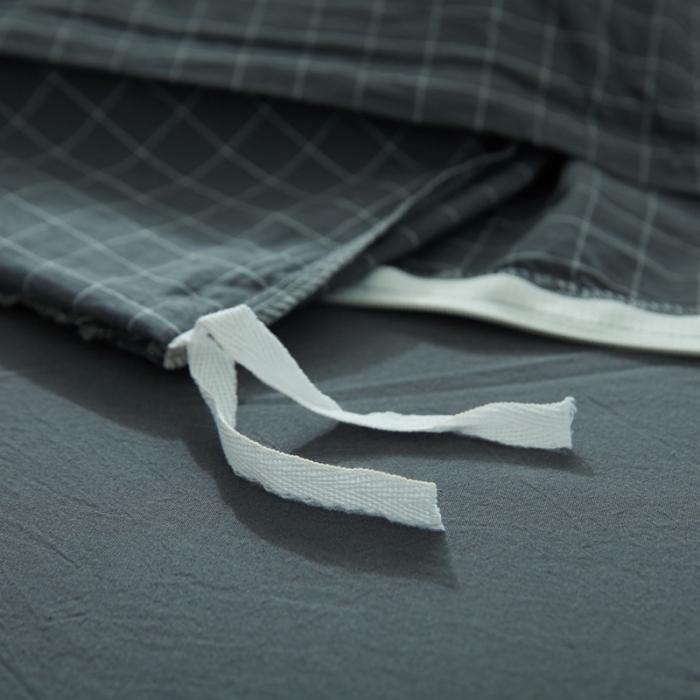 91家纺网 家纺一手货源 找家纺 安莱生活 2021新款全棉水洗棉套件 小灰格