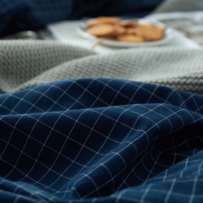 91家纺网 家纺一手货源 找家纺 安莱生活 2021新款全棉水洗棉套件 小蓝格