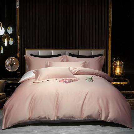 91家纺网 家纺一手货源 找家纺 娇逸家居 2021新款100支澳棉素色双拼四件套 石蕊粉