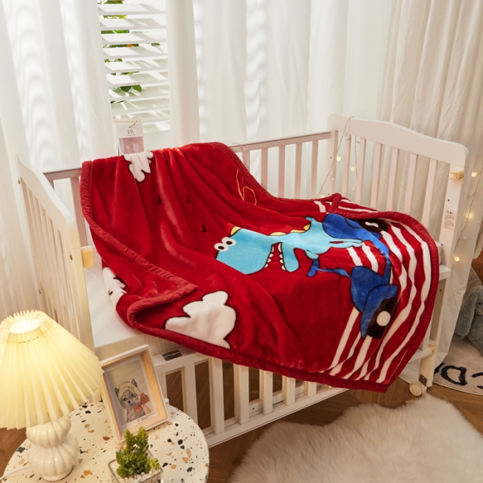 91家纺网 家纺一手货源 找家纺 凯轩毛毛毯毯子 2024新款双层儿童云毛毯毯子盖毛毯毯子毛毯毯子子 调皮龙-红