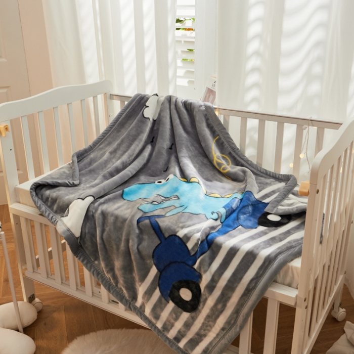 91家纺网 家纺一手货源 找家纺 凯轩毛毛毯毯子 2024新款双层儿童云毛毯毯子盖毛毯毯子毛毯毯子子 调皮龙-灰
