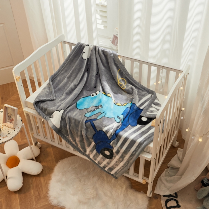 91家纺网 家纺一手货源 找家纺 凯轩毛毛毯毯子 2024新款双层儿童云毛毯毯子盖毛毯毯子毛毯毯子子 调皮龙-灰