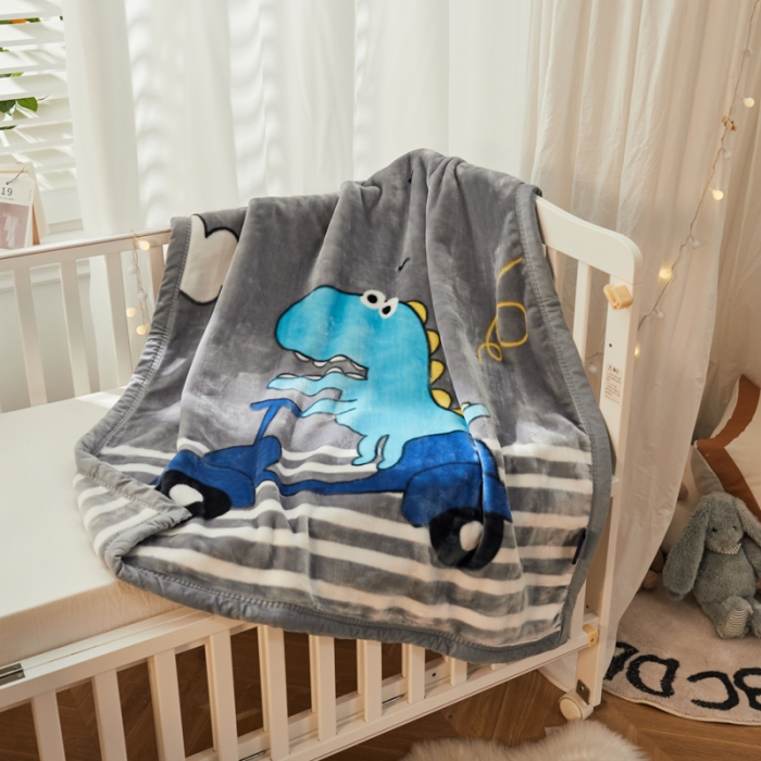 91家纺网 家纺一手货源 找家纺 凯轩毛毛毯毯子 2024新款双层儿童云毛毯毯子盖毛毯毯子毛毯毯子子 调皮龙-灰
