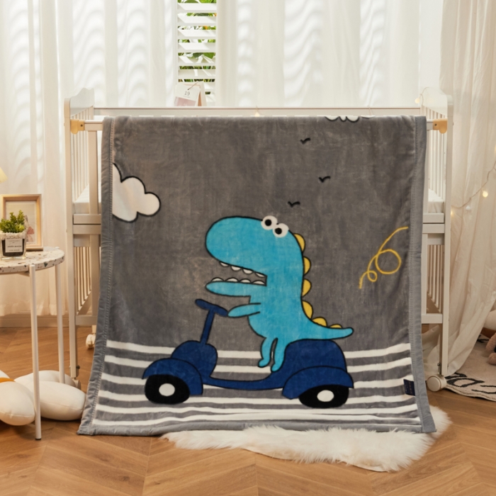 91家纺网 家纺一手货源 找家纺 凯轩毛毛毯毯子 2024新款双层儿童云毛毯毯子盖毛毯毯子毛毯毯子子 调皮龙-灰