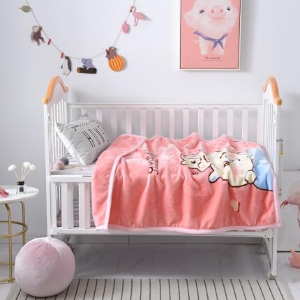 凯轩毛毛毯毯子 2024新款双层儿童云毛毯毯子盖毛毯毯子毛毯毯子子 卡通猪-浅粉