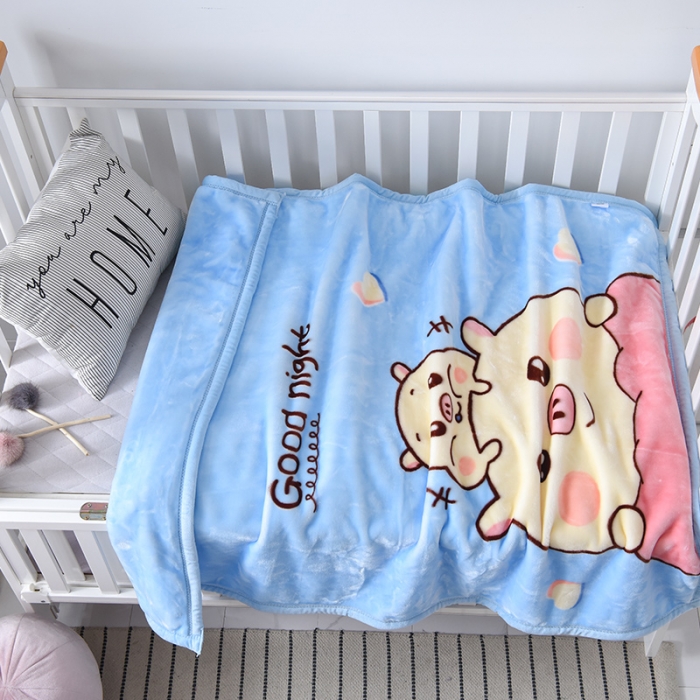 91家纺网 家纺一手货源 找家纺 凯轩毛毛毯毯子 2024新款双层儿童云毛毯毯子盖毛毯毯子毛毯毯子子 卡通猪-天蓝