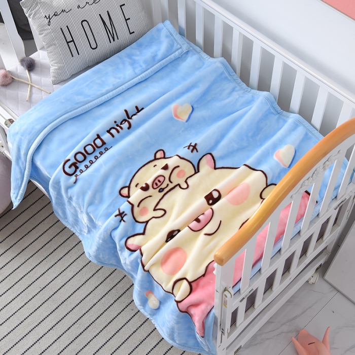91家纺网 家纺一手货源 找家纺 凯轩毛毛毯毯子 2024新款双层儿童云毛毯毯子盖毛毯毯子毛毯毯子子 卡通猪-天蓝