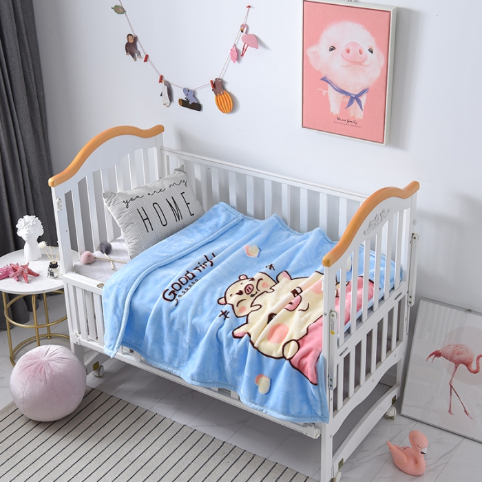 91家纺网 家纺一手货源 找家纺 凯轩毛毛毯毯子 2024新款双层儿童云毛毯毯子盖毛毯毯子毛毯毯子子 卡通猪-天蓝