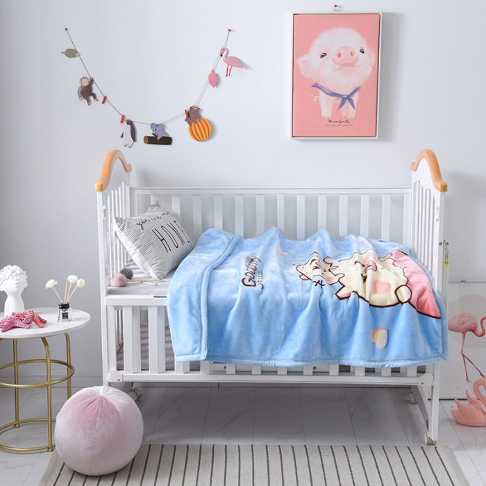 91家纺网 家纺一手货源 找家纺 凯轩毛毛毯毯子 2024新款双层儿童云毛毯毯子盖毛毯毯子毛毯毯子子 卡通猪-天蓝