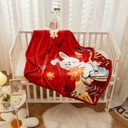 凯轩毛毯 2021新款双层儿童云毯盖毯毯子 美丽兔-红