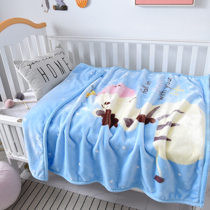 91家纺网 家纺一手货源 找家纺 凯轩毛毛毯毯子 2024新款双层儿童云毛毯毯子盖毛毯毯子毛毯毯子子 温馨小鹿-天蓝