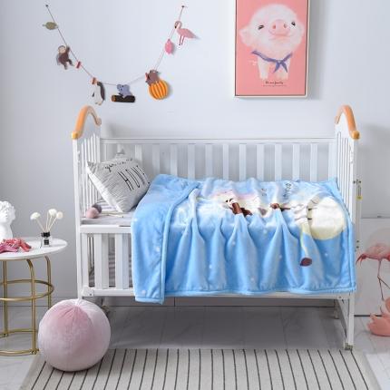 凯轩毛毛毯毯子 2024新款双层儿童云毛毯毯子盖毛毯毯子毛毯毯子子 温馨小鹿-天蓝