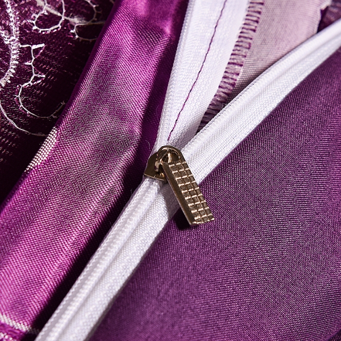 91家纺网 家纺一手货源 找家纺 提花大世界新款布拉诺蕾丝提花莫代尔四件套奥莱风采-米紫