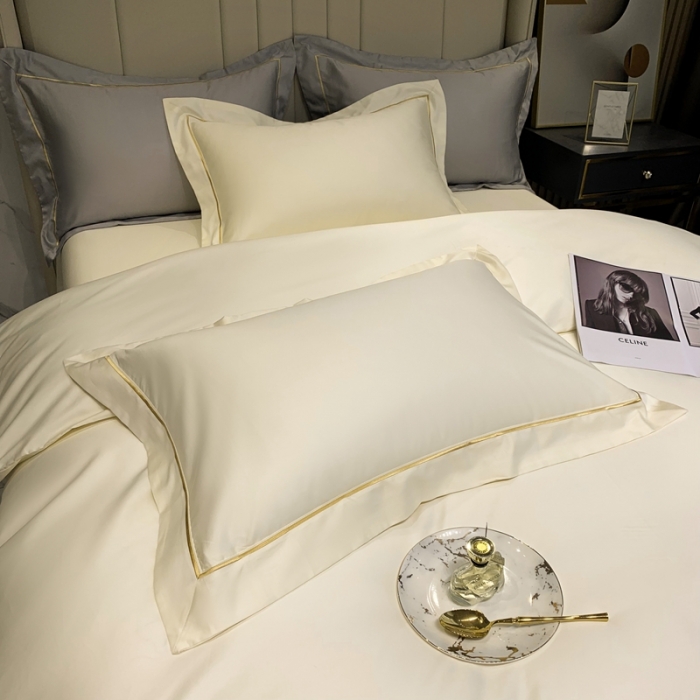 91家纺网 家纺一手货源 找家纺 榻尚家居2021新款长绒棉简约轻奢四件套 魅-贵族白