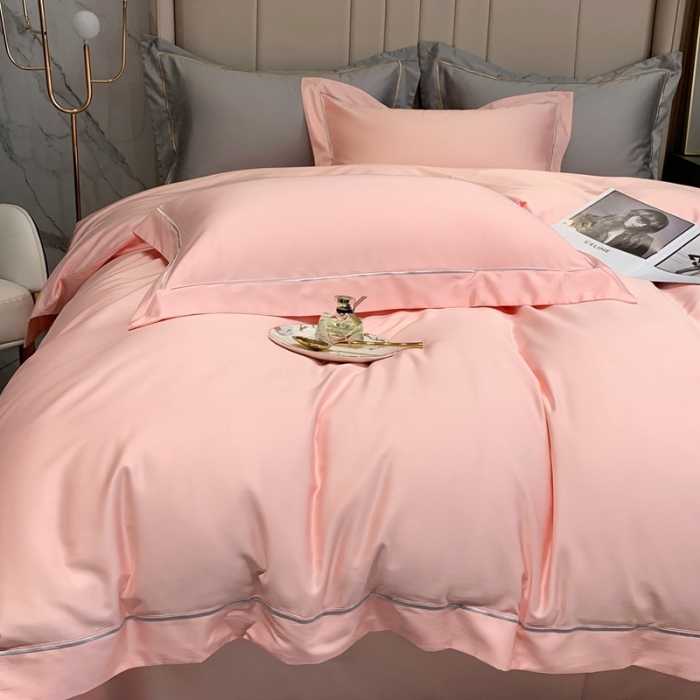 91家纺网 家纺一手货源 找家纺 榻尚家居2021新款长绒棉简约轻奢四件套 魅-玫瑰粉