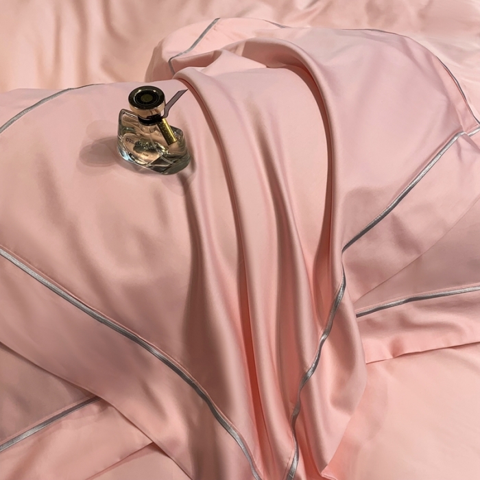 91家纺网 家纺一手货源 找家纺 榻尚家居2021新款长绒棉简约轻奢四件套 魅-玫瑰粉