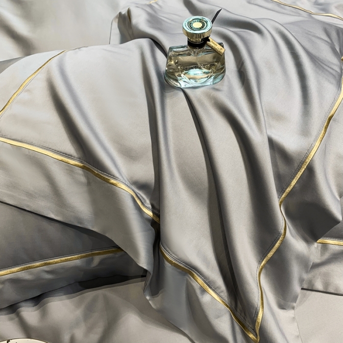 91家纺网 家纺一手货源 找家纺 榻尚家居2021新款长绒棉简约轻奢四件套 魅-浅银灰