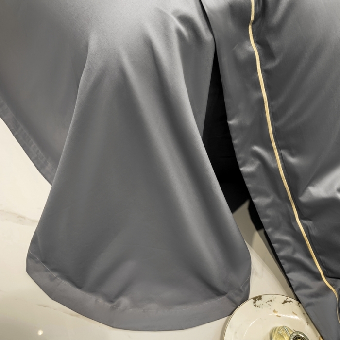 91家纺网 家纺一手货源 找家纺 榻尚家居2021新款长绒棉简约轻奢四件套 魅-深灰