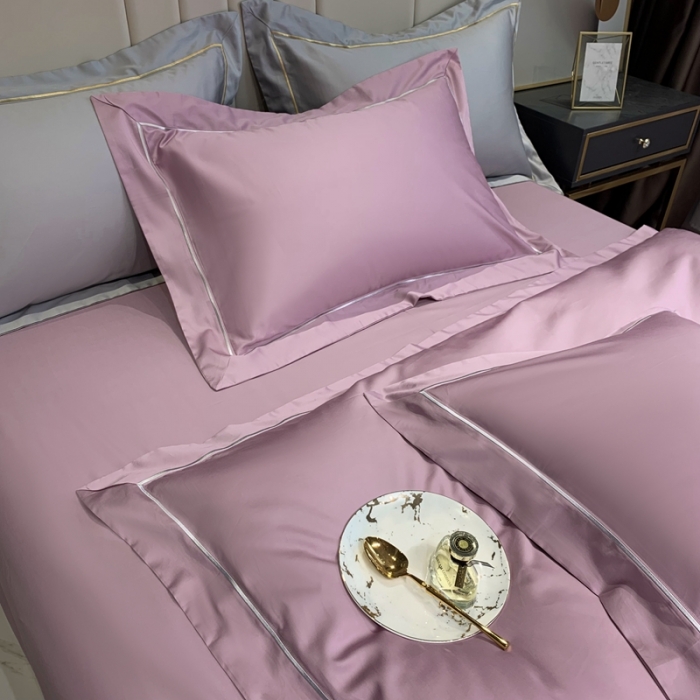 91家纺网 家纺一手货源 找家纺 榻尚家居2021新款长绒棉简约轻奢四件套 魅-优雅紫