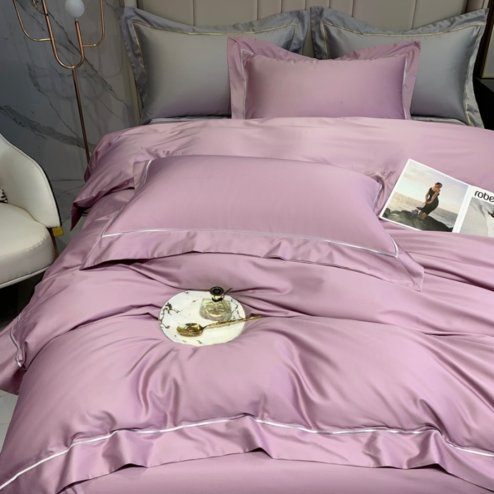 91家纺网 家纺一手货源 找家纺 榻尚家居2021新款长绒棉简约轻奢四件套 魅-优雅紫