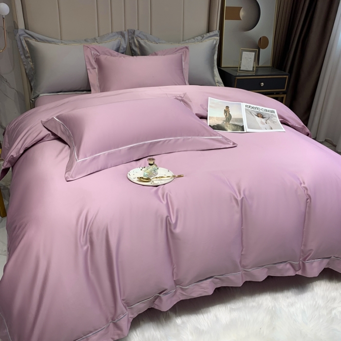 91家纺网 家纺一手货源 找家纺 榻尚家居2021新款长绒棉简约轻奢四件套 魅-优雅紫