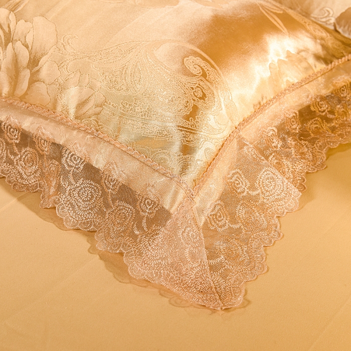 91家纺网 家纺一手货源 找家纺 提花大世界 新款布拉诺蕾丝提花莫代尔四件套花间飞舞-金驼